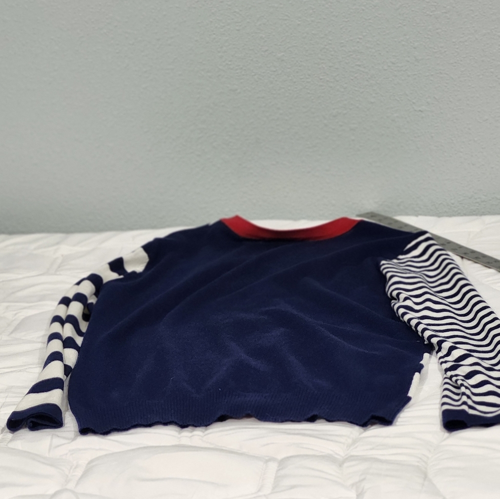 Serengeti Red White And Blue Polka Dot And Striped Cardigan Sweater Size M - Picture 7 of 7